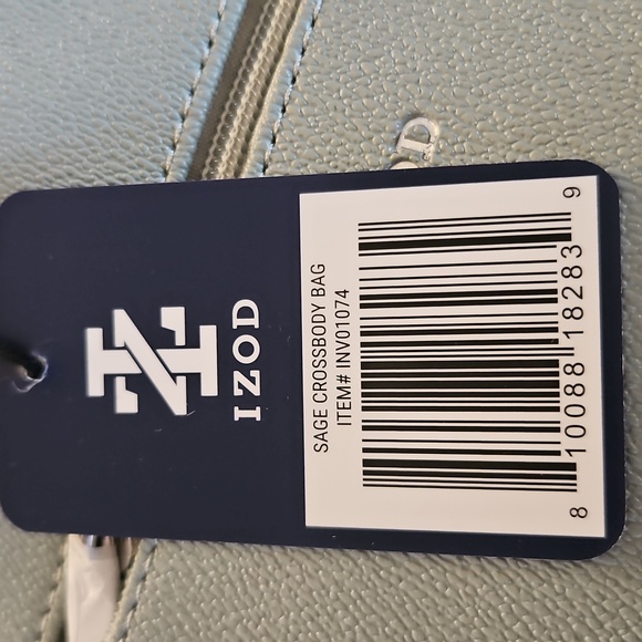 IZOD Crossbody Sage Bag #INV01074 NWT In Bag 10x12" Fabric Strap Vegan Leather - Picture 2 of 11